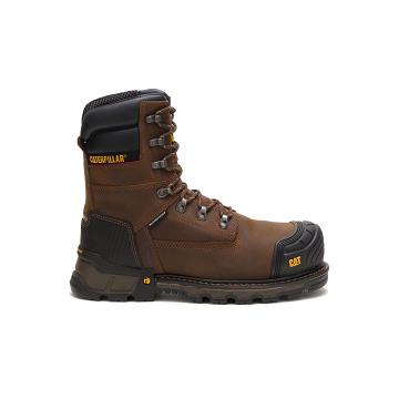Caterpillar Excavator XL 8" Vízálló Thinsulate™ Composite Toe Férfi Munkavédelmi Bakancs Kávé | HU2392SO