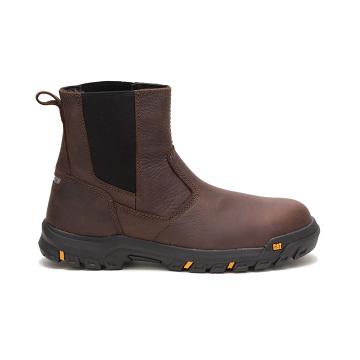 Caterpillar Wheelbase Steel Toe Férfi Munkabakancs Kávé | HU2445AP